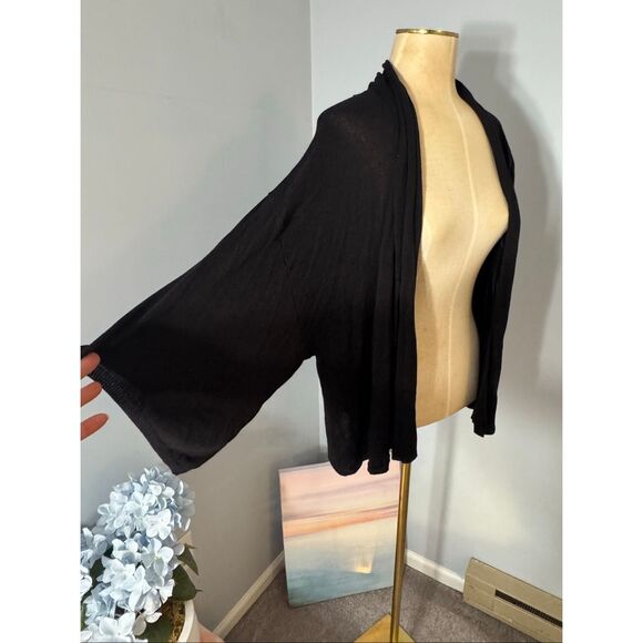 H & M Womens Open Front Knit Kimono Cardigan Sweater Black Medium - Picture 2 of 8